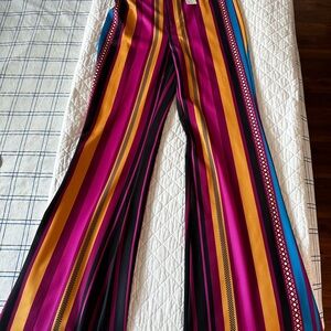 Boutique Vibrant Striped Flare Pants